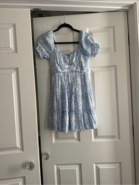T.J.Maxx Light Blue and White Floral Blouse